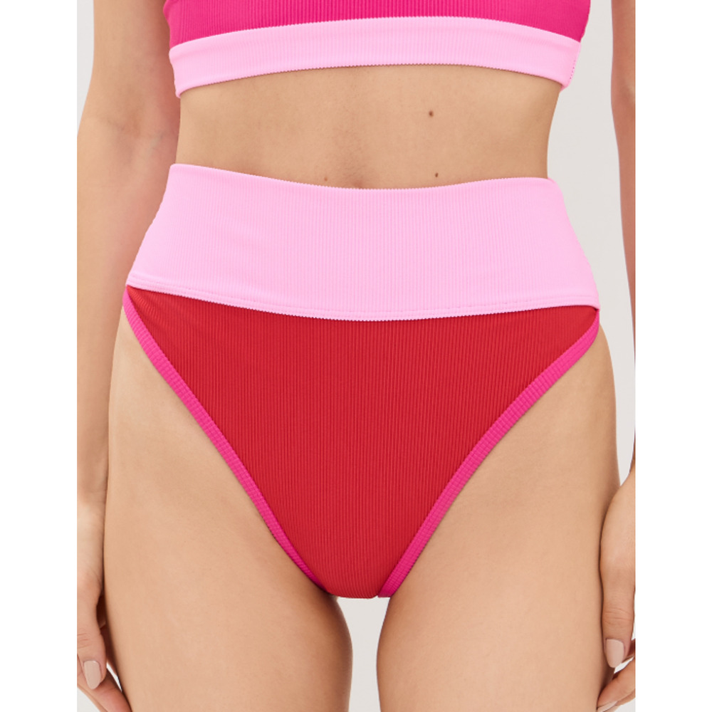 NEW BEACH RIOT GUMDROP EMMY COLORBLOCK BIKINI SWIMSUIT SWIM BOTTOMS SZ L